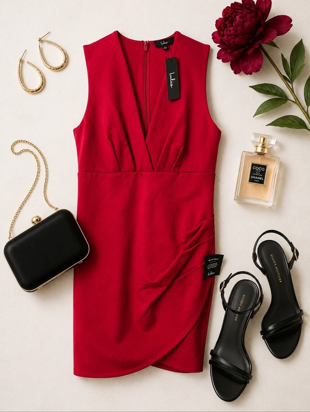NWT lulus Red Bodycon Stretchy Sleeveless Cocktail Dress. Ladies Large